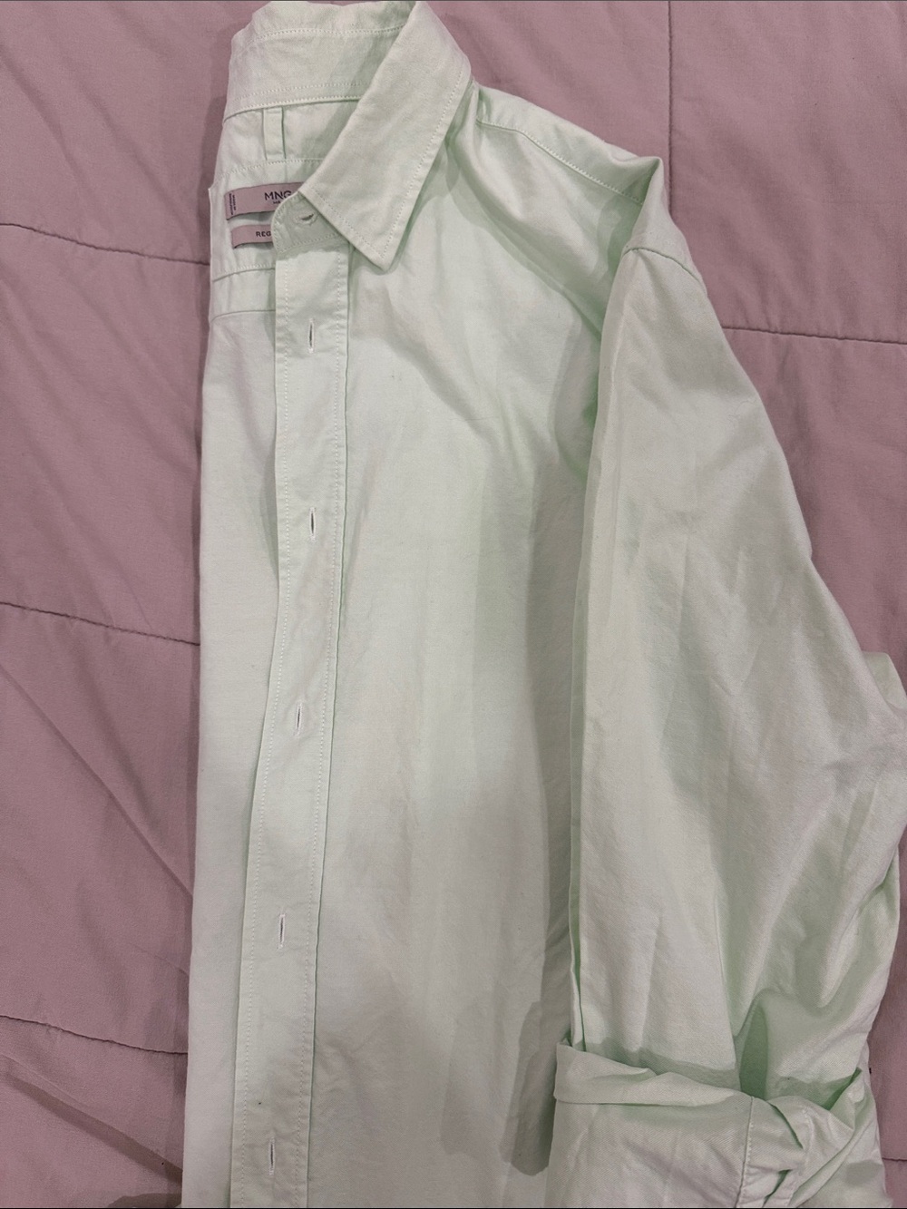 Mango Neon Green Button-Down Shirt Oversized Relaxed Fit Beach - Picture 5 of 5